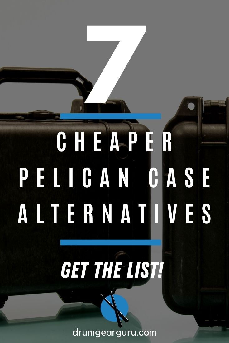 Two hard cases, similar to Pelican cases, on a white table. An overlay reads, "7 Cheaper Pelican Case Alternatives: Get the List!"