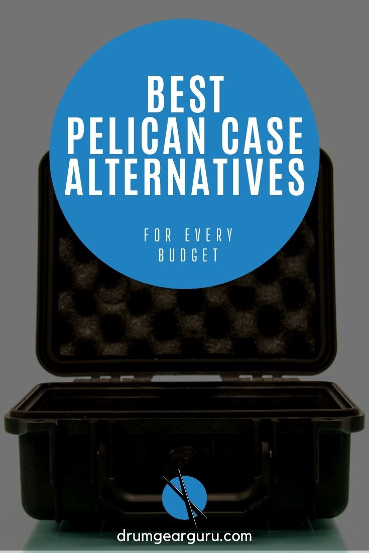 a hard equipment case, similar to a Pelican case, sitting open on a table. The eggshell foam lining is visible. An overlay over the image reads, "Best Pelican Case Alternatives: For Every Budget."