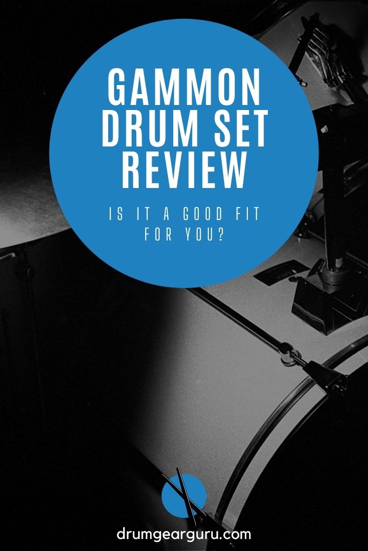 black and white photo of a drum set with an overlay that reads, "Gammon Drum Set Review: Is it a good fit for you?"