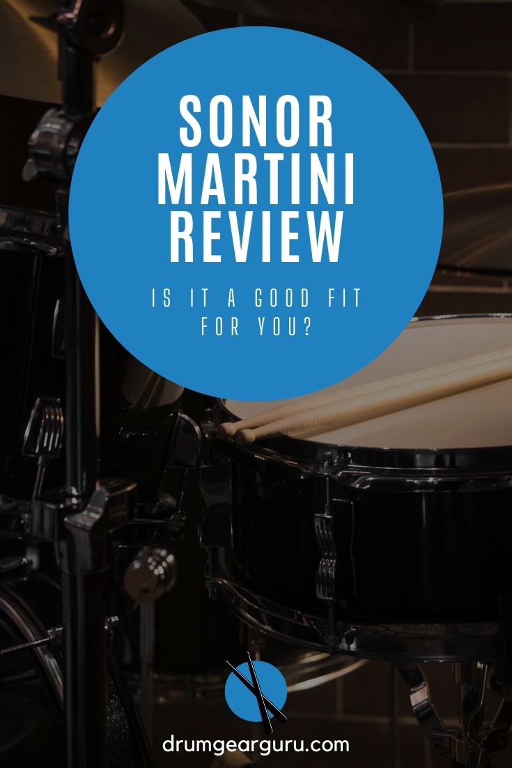 Black drum set with an overlay that reads, "Sonor Martini Review: Is it a good fit for you?"
